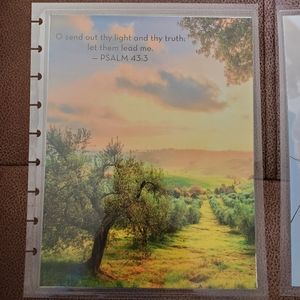 Hand Made classic sized cover for a disc bound planner farm scene, butterflies